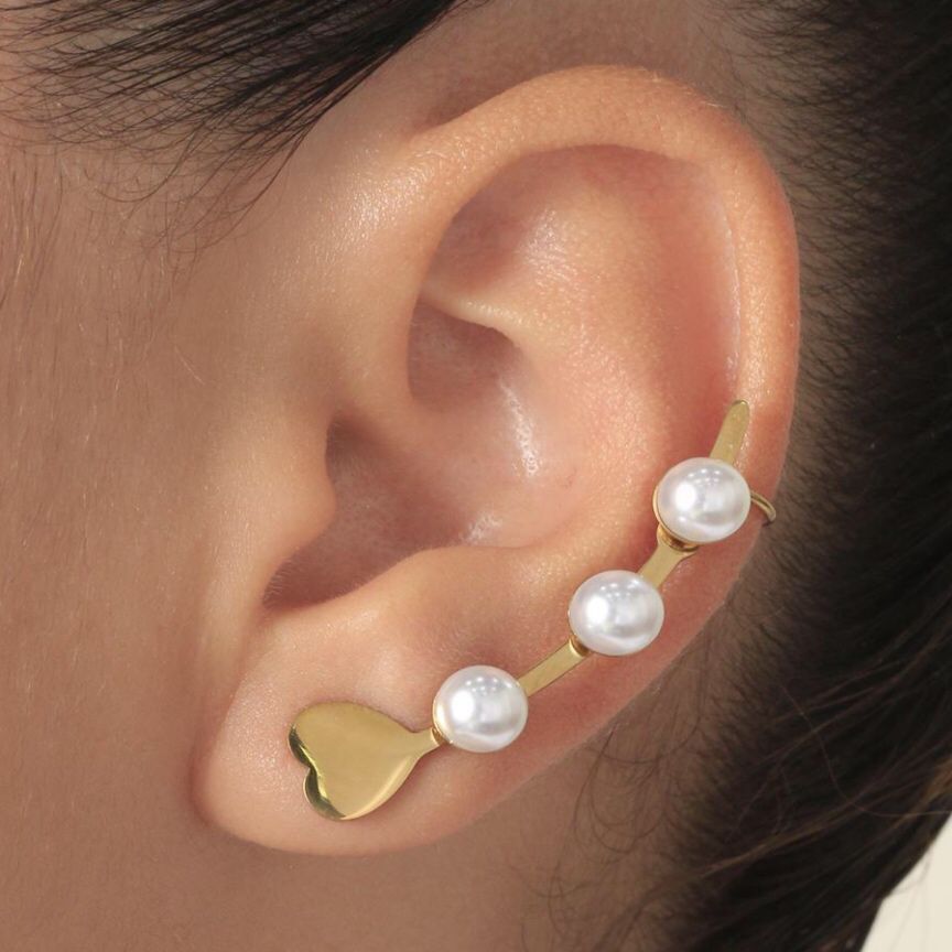 Orejera Perlas Corazón