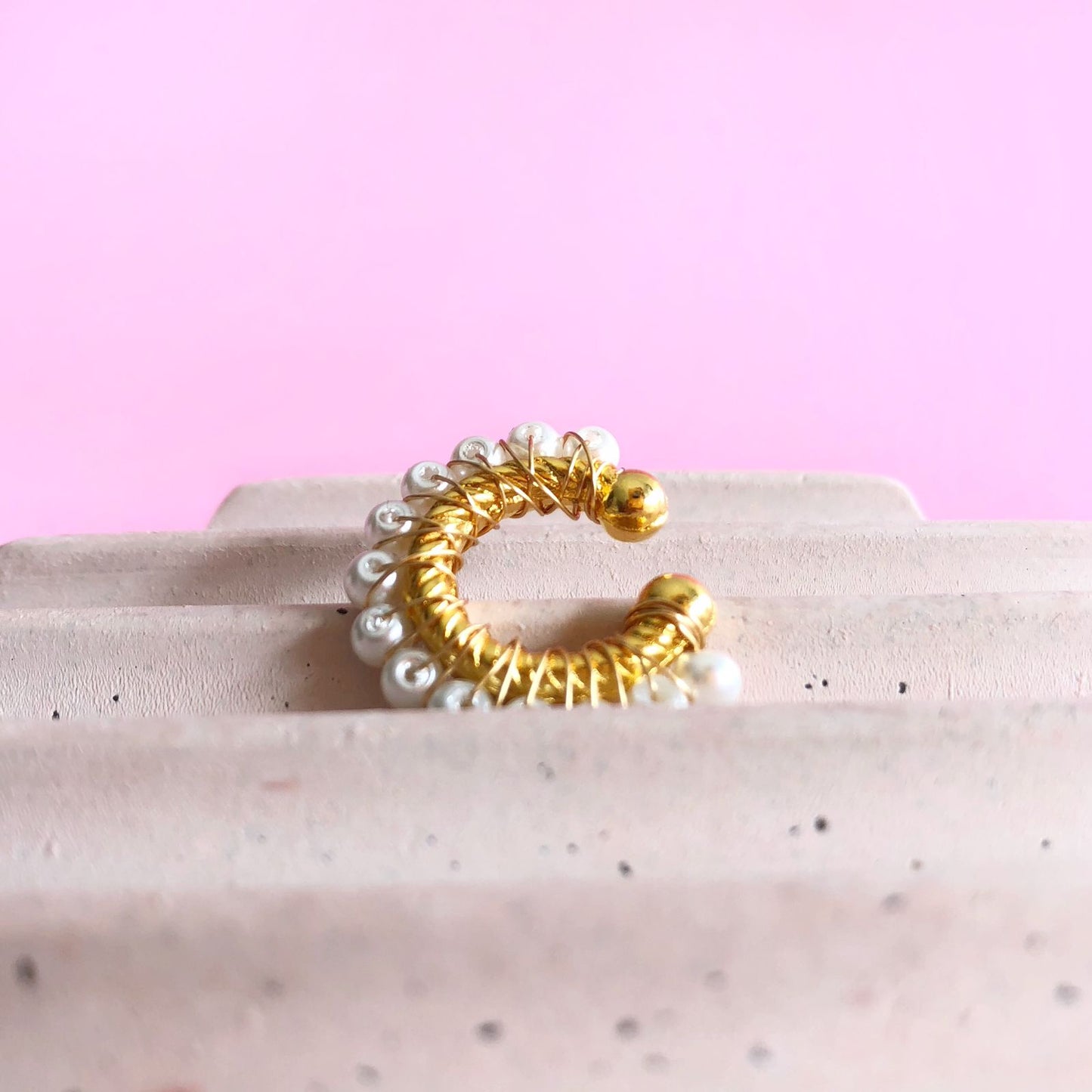 Earcuff Tejido - Perlas