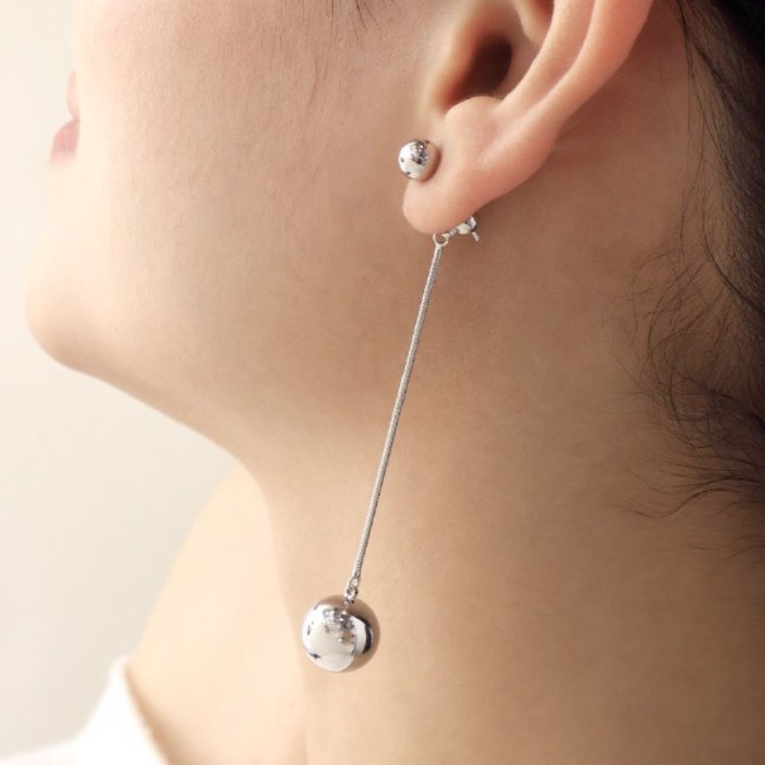 Aretes 2en1 Balines Plateado